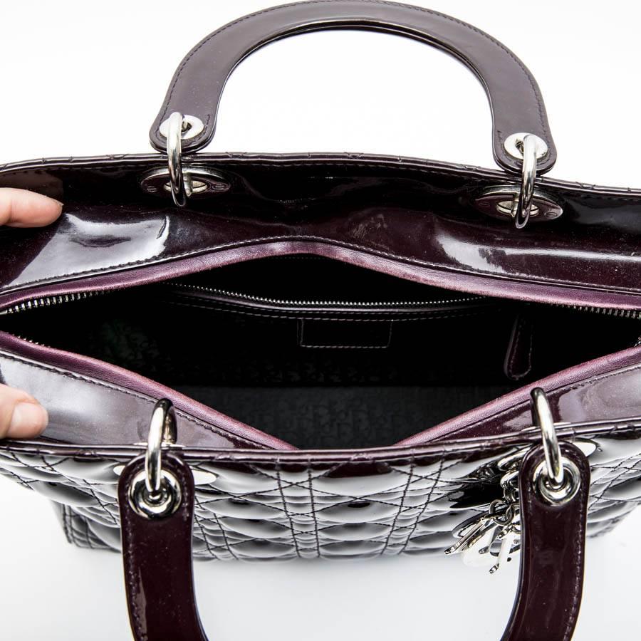 CHRISTIAN DIOR 'Lady Dior' Bag in Plum Patent Leather 3