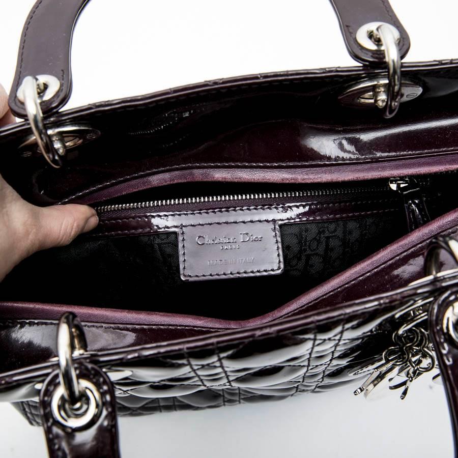CHRISTIAN DIOR 'Lady Dior' Bag in Plum Patent Leather 4