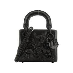 Christian Dior Lady Dior Bag Leather with Floral Applique Mini