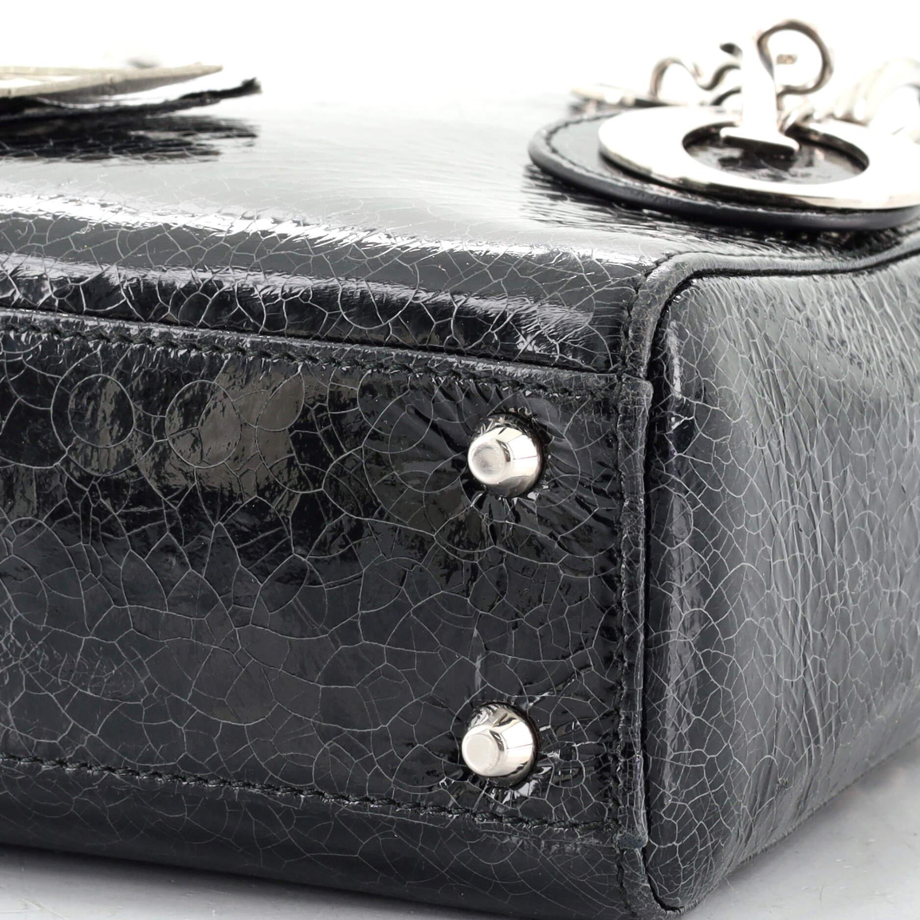 Black Christian Dior Lady Dior Bag Limited Edition Embellished Crackled Deerski