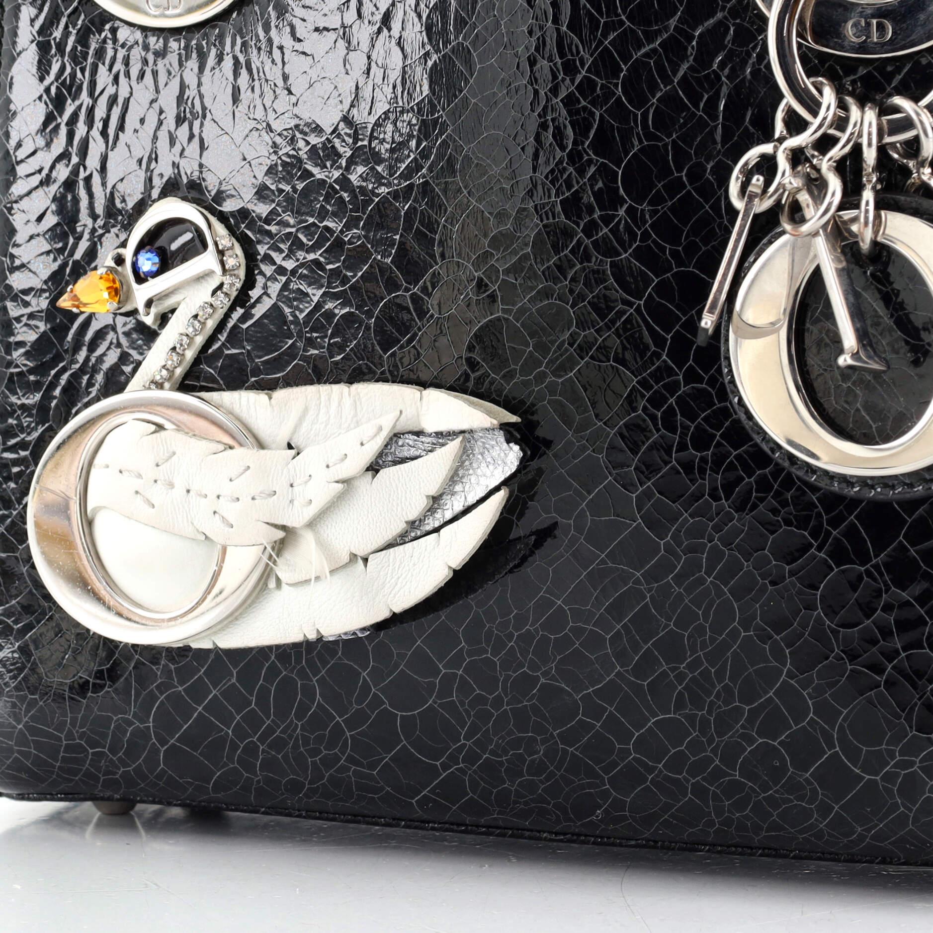 Christian Dior Lady Dior Bag Limited Edition Embellished Crackled Deerski In Good Condition In NY, NY
