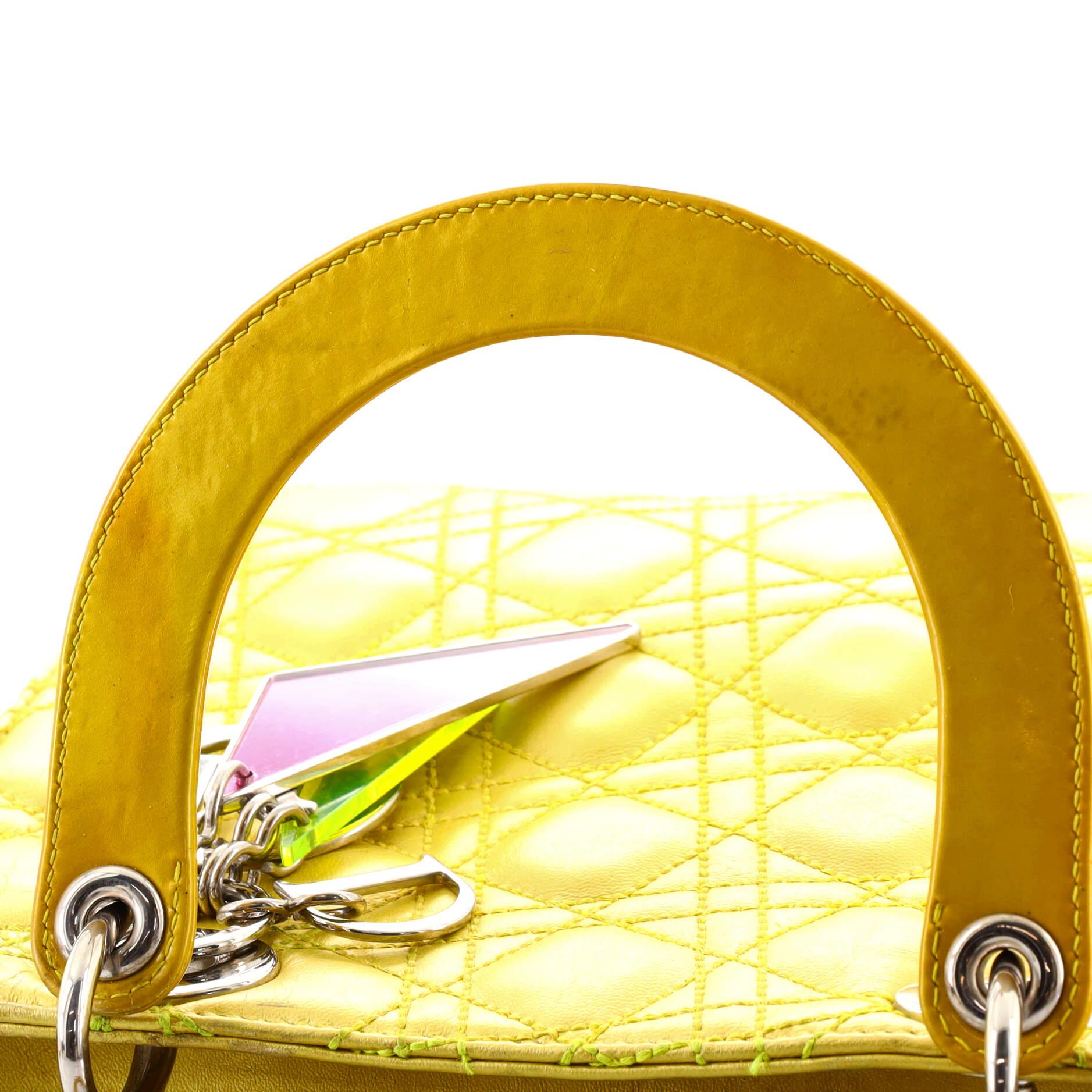 Christian Dior Lady Dior Bag Metallic Cannage Quilt Lambskin Medium 5