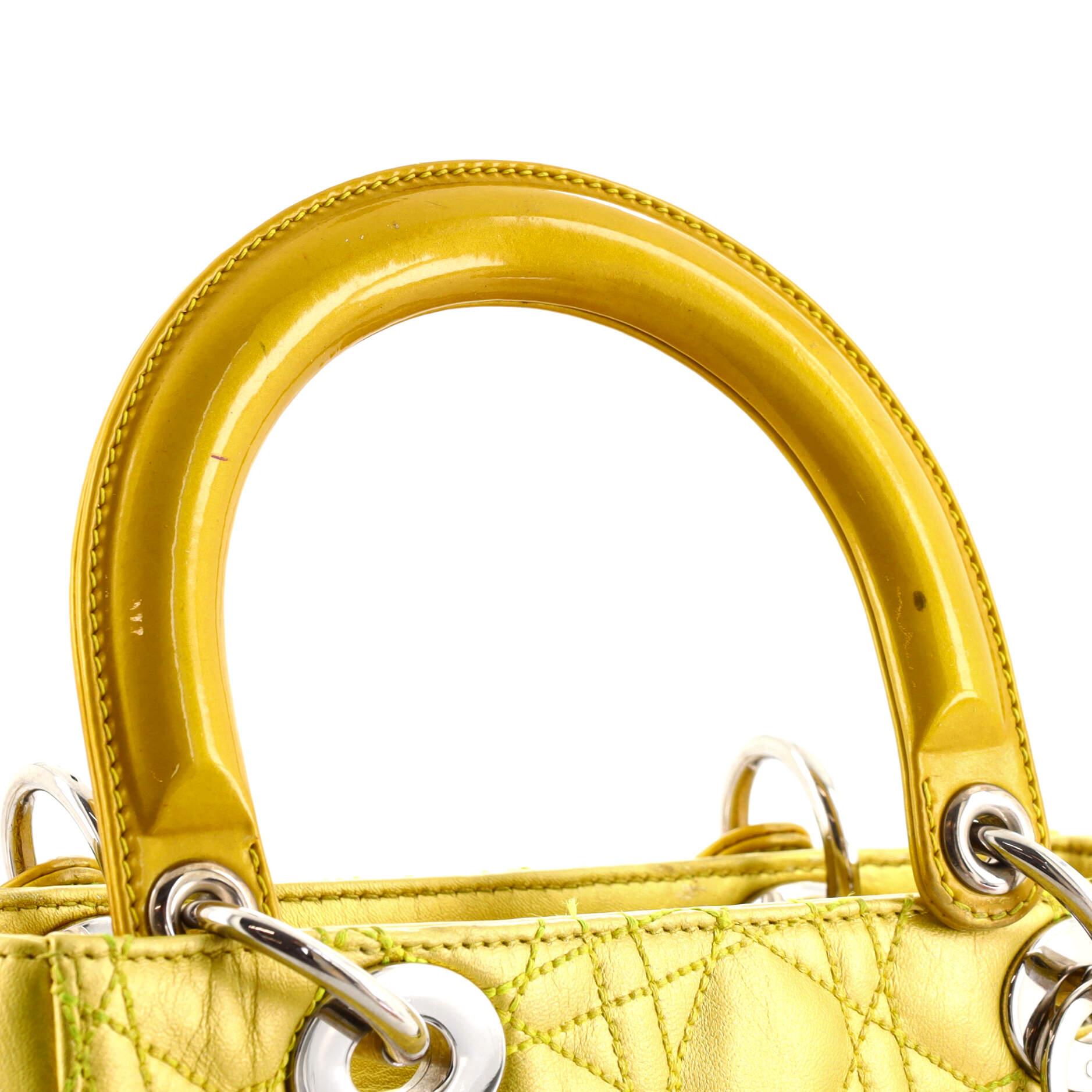 Christian Dior Lady Dior Bag Metallic Cannage Quilt Lambskin Medium 3