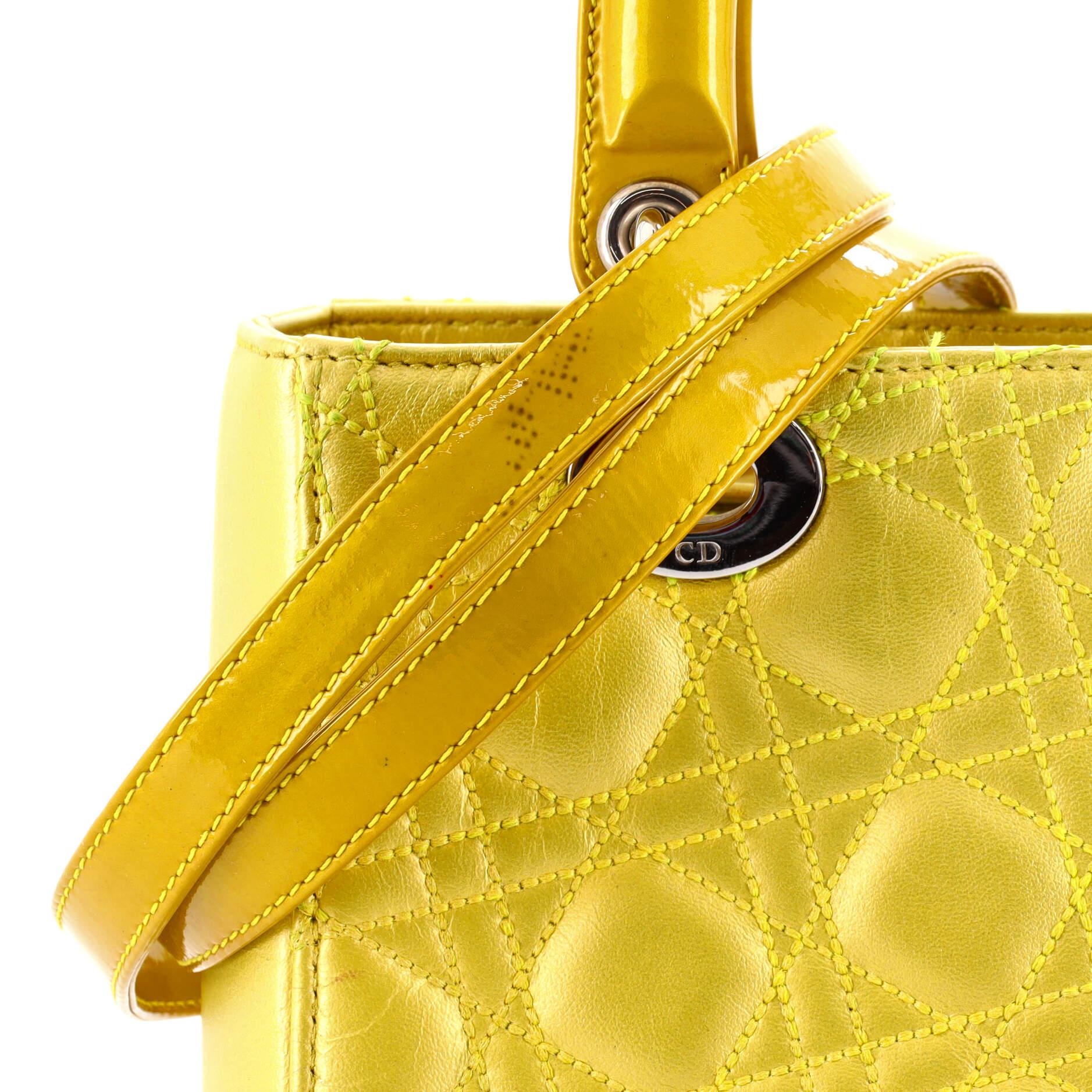 Christian Dior Lady Dior Bag Metallic Cannage Quilt Lambskin Medium 4