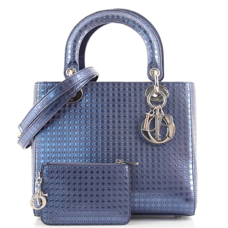 Christian Dior Lady Dior Bag Micro Cannage Metallic Calfskin Medium For  Sale at 1stDibs