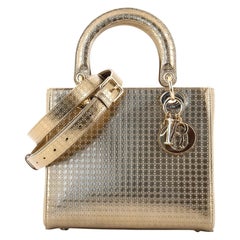 Christian Dior Lady Dior Bag Micro Cannage Metallic Calfskin Medium