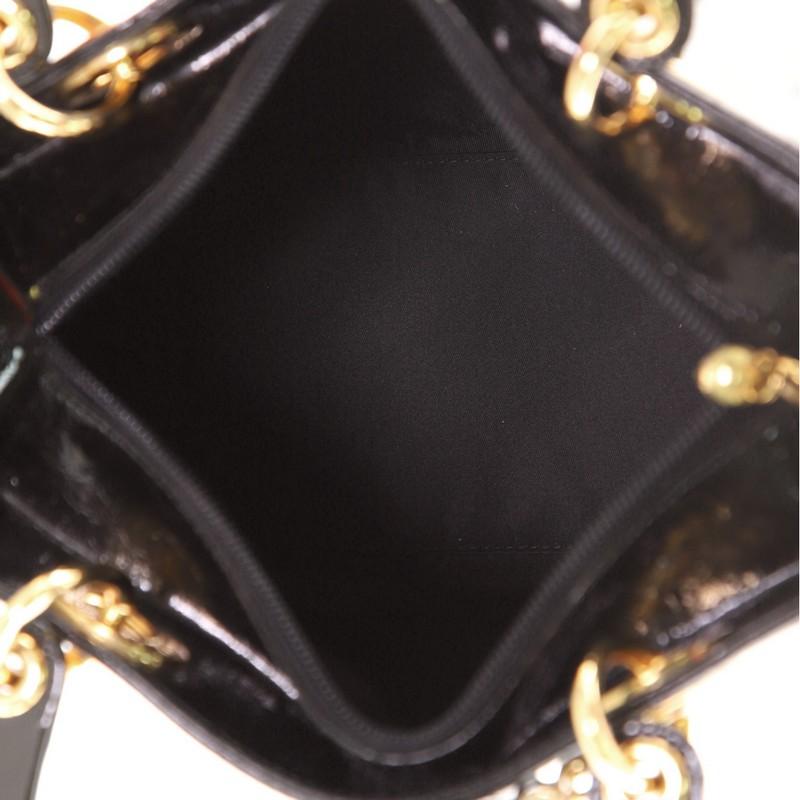 Black Christian Dior Lady Dior Bag Micro Cannage Patent Medium