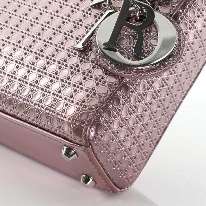 Gray Christian Dior  Lady Dior Bag Micro Cannage Perforated Calfskin Mini