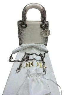 Christian Dior Lady Dior Bag Niloticus Crocodile Himalaya White Crystal Hardware