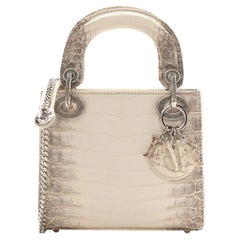 Christian Dior Lady Dior Sac Niloticus Crocodile Himalaya White Crystal Hardware