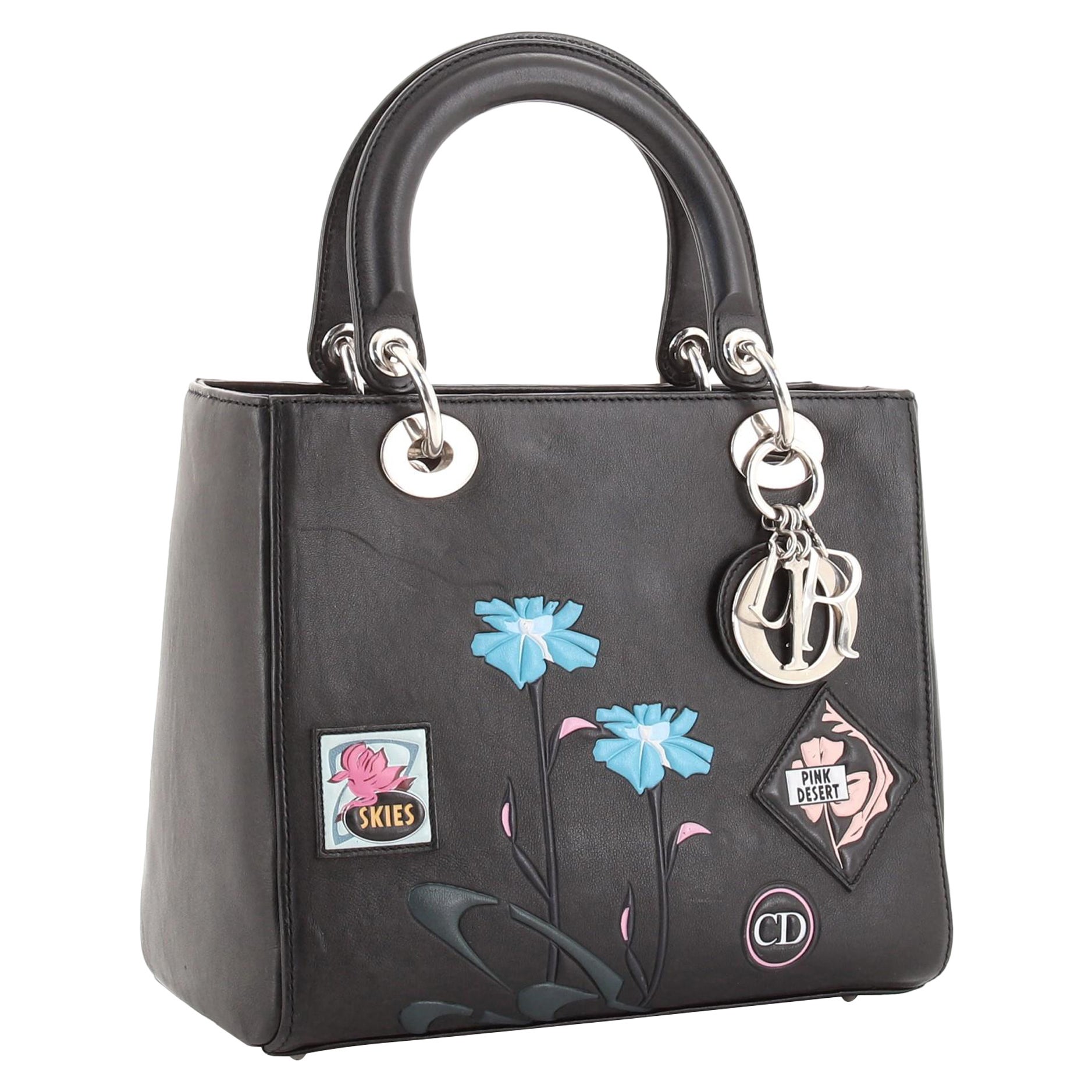 Christian Dior Lady Dior Bag Patch Embellished Leather Medium