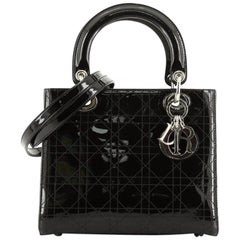 Christian Dior Lady Dior Bag Stitched Cannage Patent Medium
