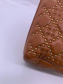 Christian Dior Lady Dior Bag Studded Brown Lambskin Leather