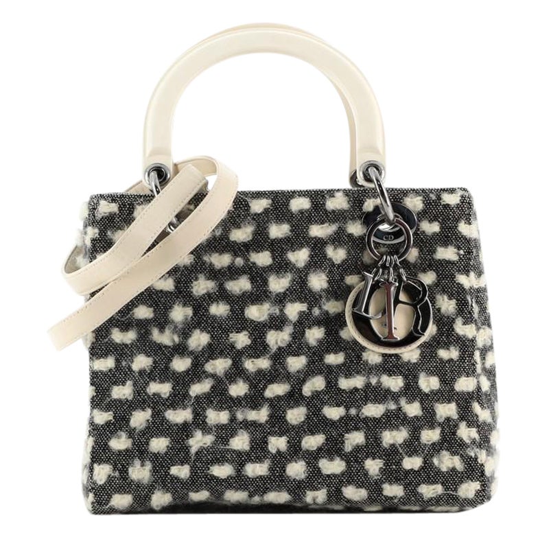 Christian Dior Lady Dior Bag Tweed with Resin Medium
