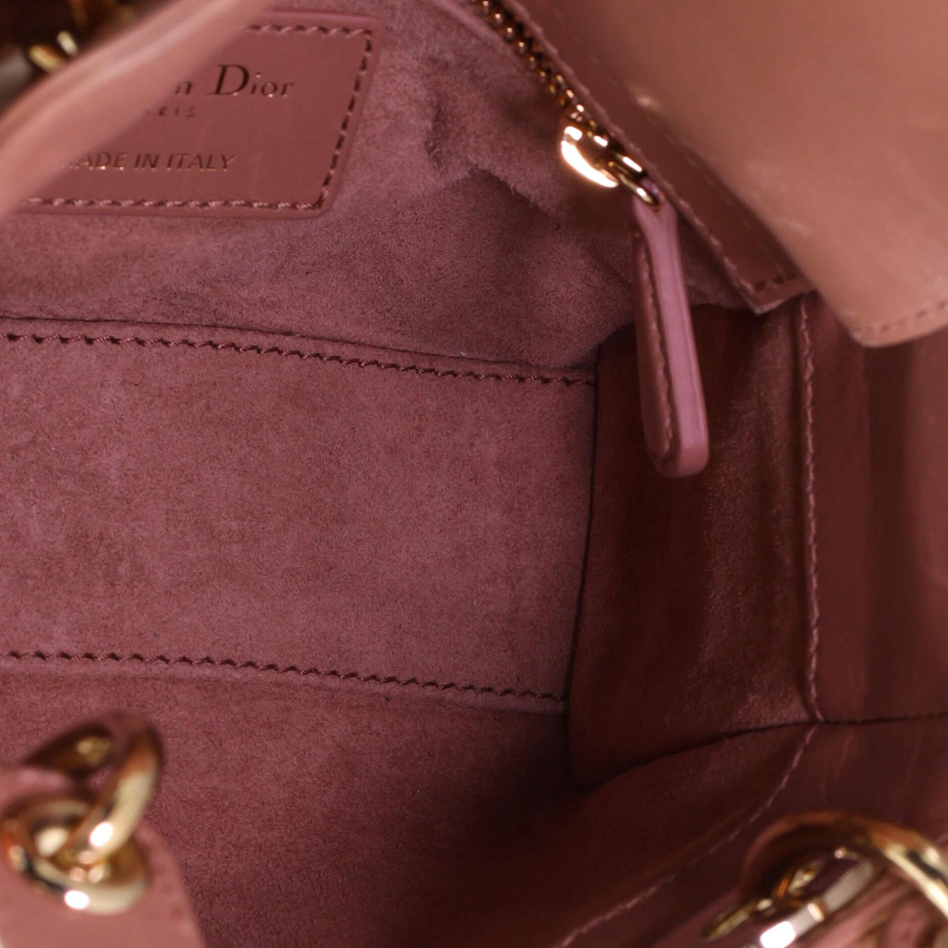 Brown Christian Dior Lady Dior Bag Wavy Crinkled Lambskin Mini