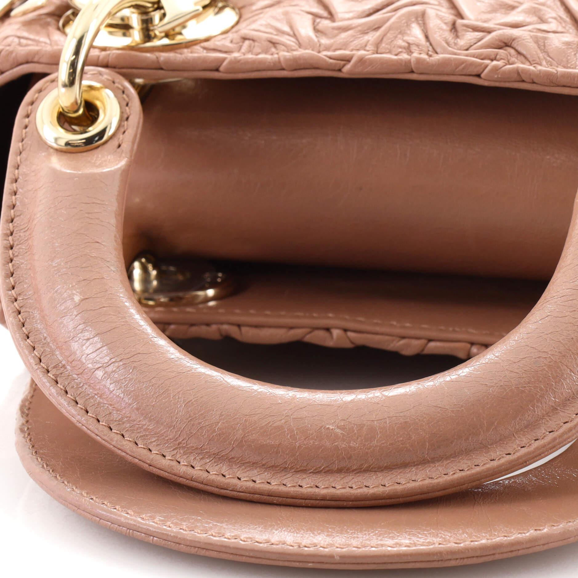 Christian Dior Lady Dior Bag Wavy Crinkled Lambskin Mini In Good Condition In NY, NY