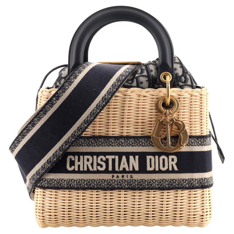 Christian Dior Lady Dior Bag Wicker and Oblique Canvas Medium at 1stDibs