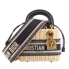 Christian Dior Lady Dior Bag Wicker and Oblique Canvas Mini