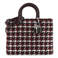 Christian Dior Lady Dior Bag Woven Leather With Tweed Large 