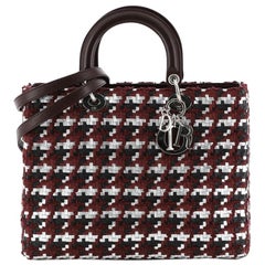Christian Dior Lady Dior Bag Woven Leather With Tweed Large 