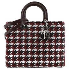 Christian Dior Lady Dior Bag Woven Leather With Tweed Large