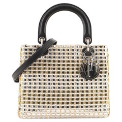 Christian Dior Lady Dior Bag Woven Leather with Tweed Medium