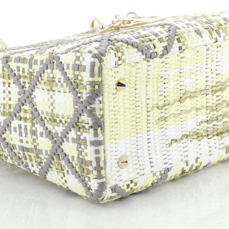 Beige Christian Dior Lady Dior Bag Woven Raffia with Crocodile Medium
