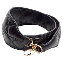 Christian Dior Lady Dior Schwarze Ledertaschenriemen aus Leder