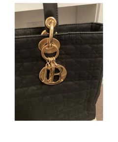 Christian Dior Lady Dior Black Nylon Large Size Vintage Gold Hardware Preowned