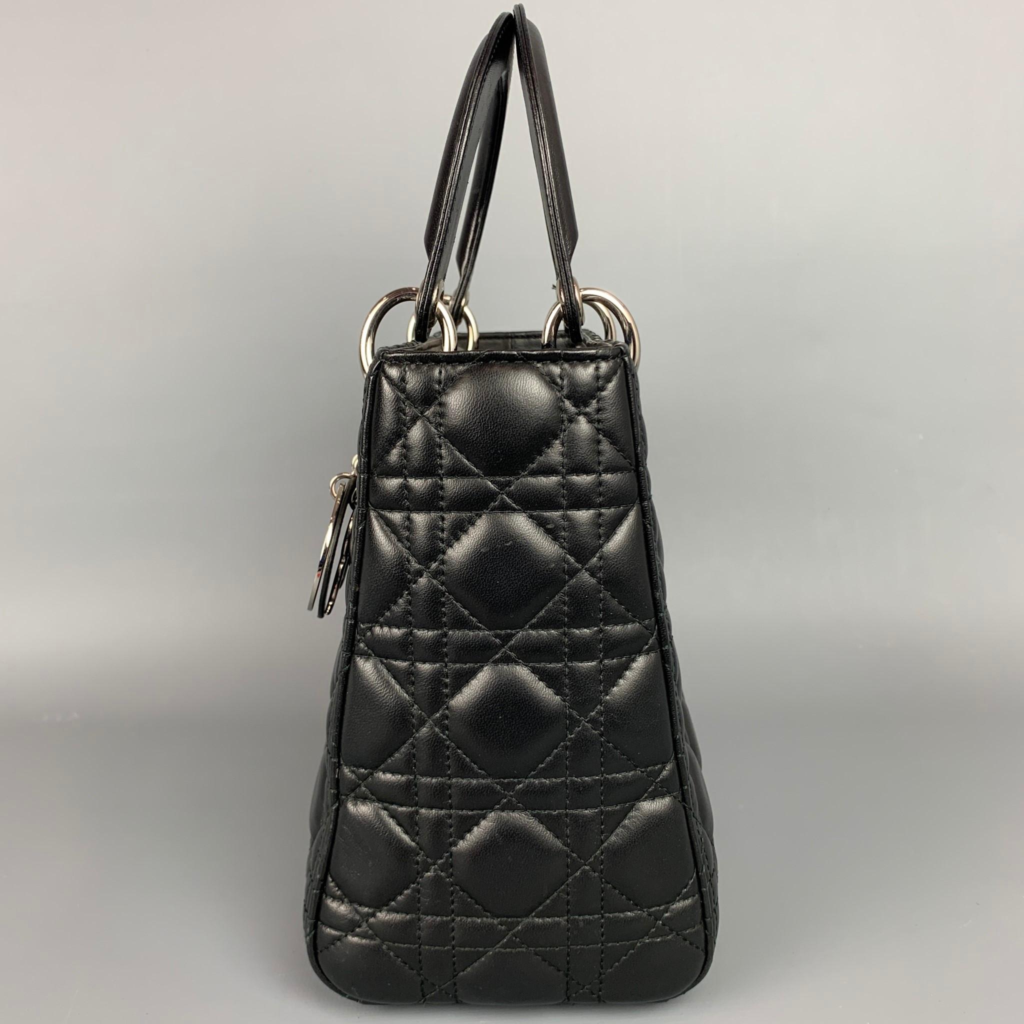 Women's CHRISTIAN DIOR Lady Dior Black Quilted Lamb Leather Medium Handbag
