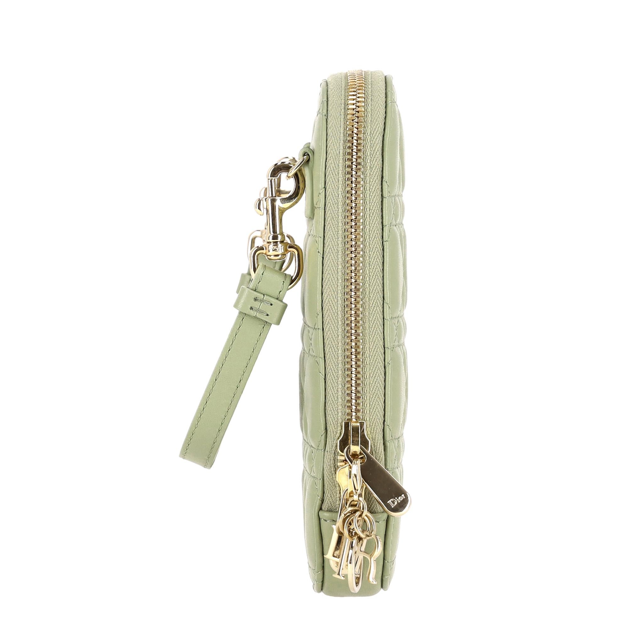 Christian Dior Lady Dior Call'in Dior Cannage Lambskin Phone Holder In Good Condition For Sale In London, GB