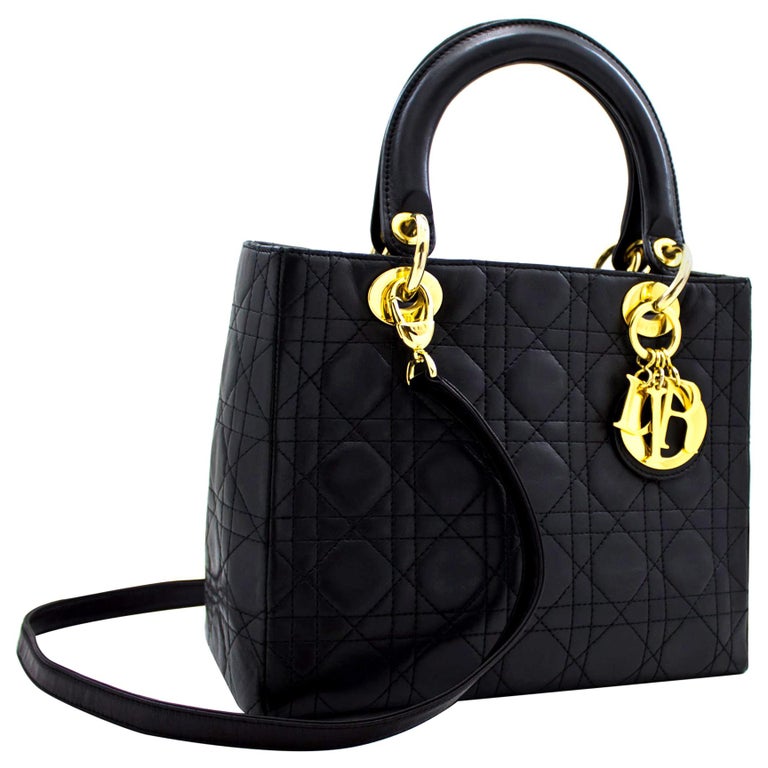 Christian Dior Lady Dior Cannage 2way Shoulder Bag Handbag Leather