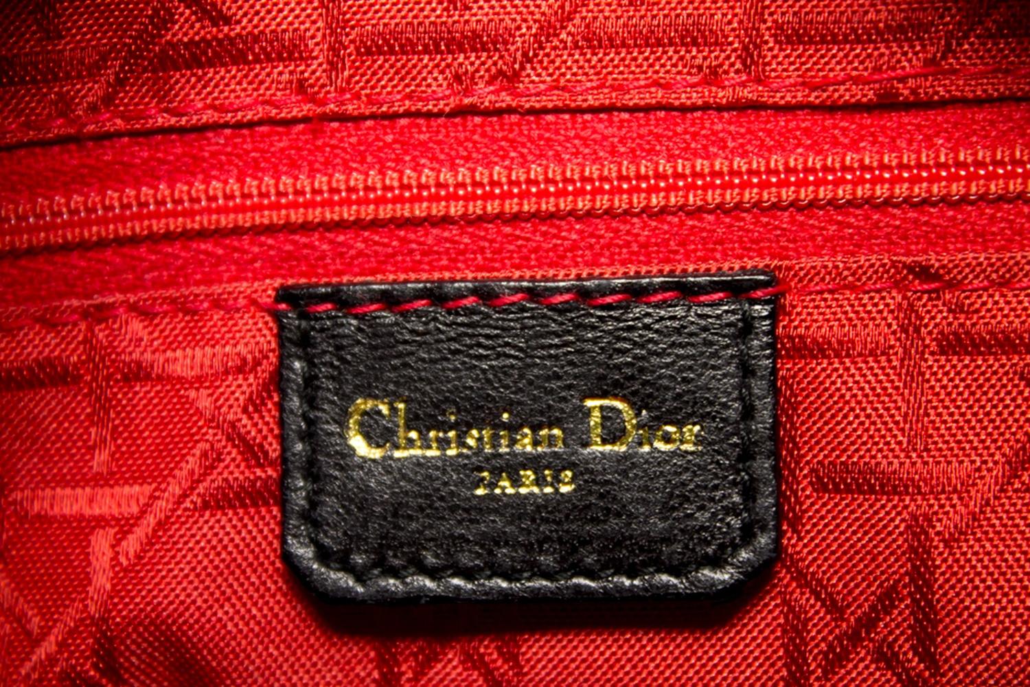Christian Dior Lady Dior Cannage Handbag Bag Leather Black Vintage 10