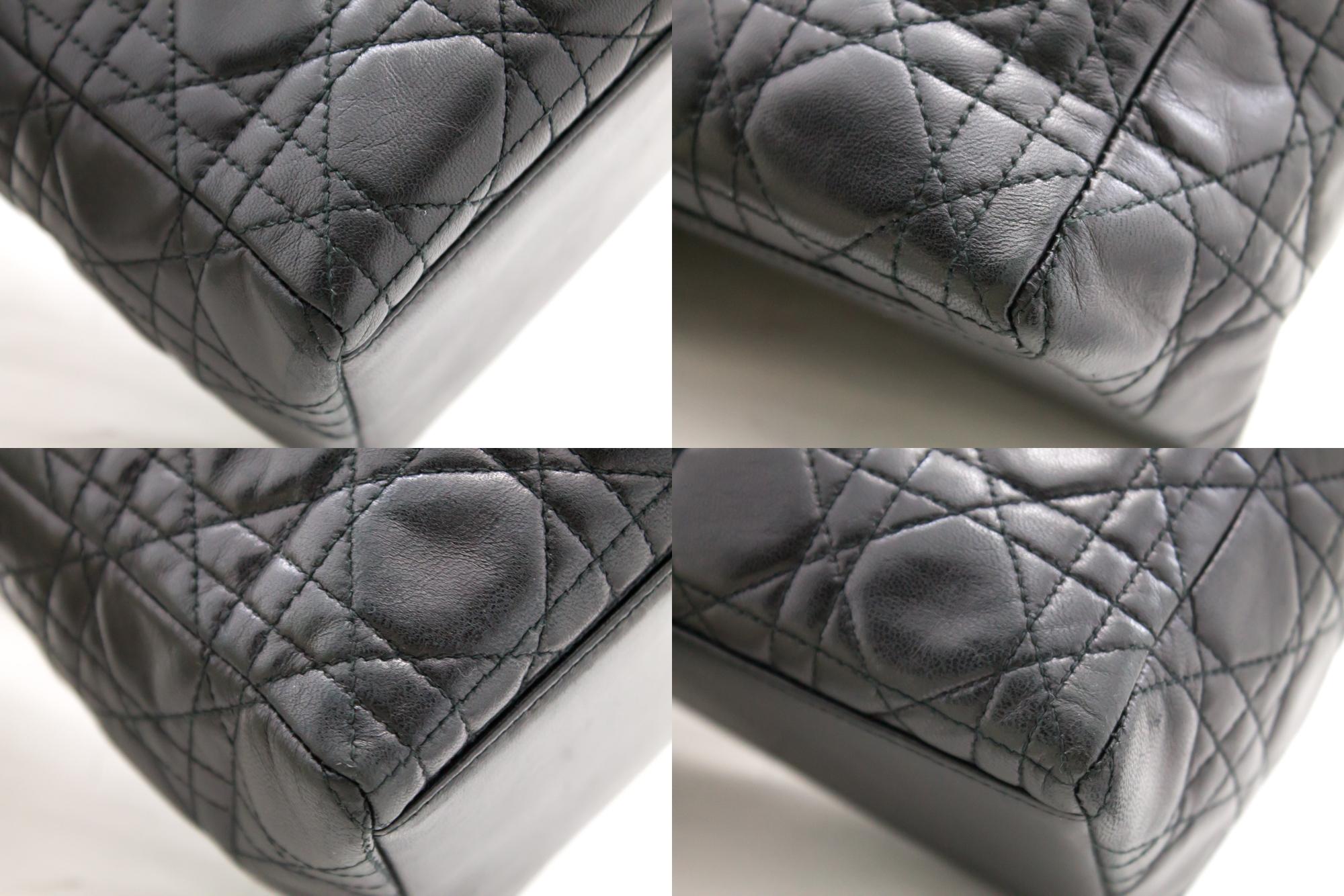 Christian Dior Lady Dior Cannage Handbag Bag Leather Black Vintage 1