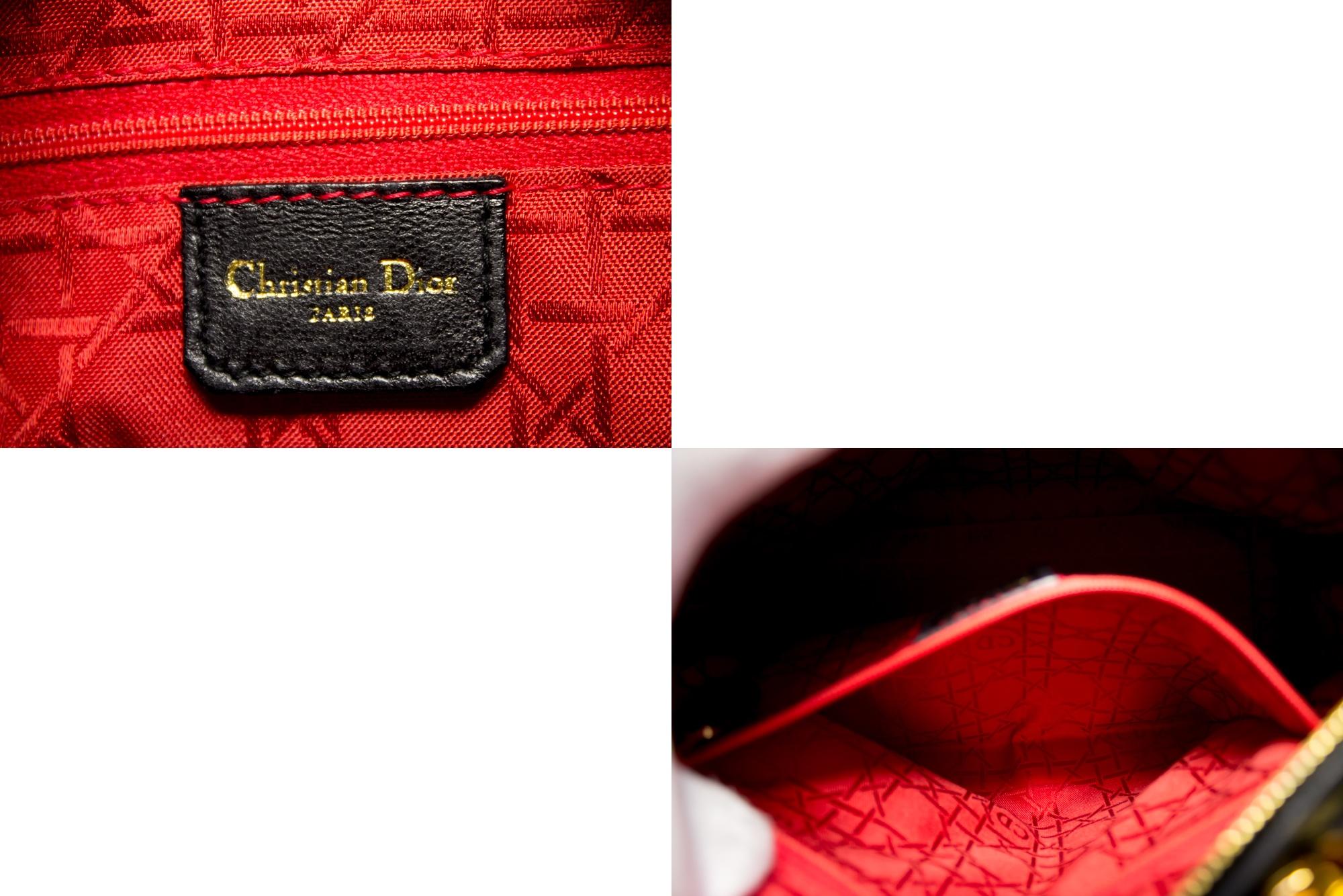 Christian Dior Lady Dior Cannage Handbag Bag Leather Black Vintage 3