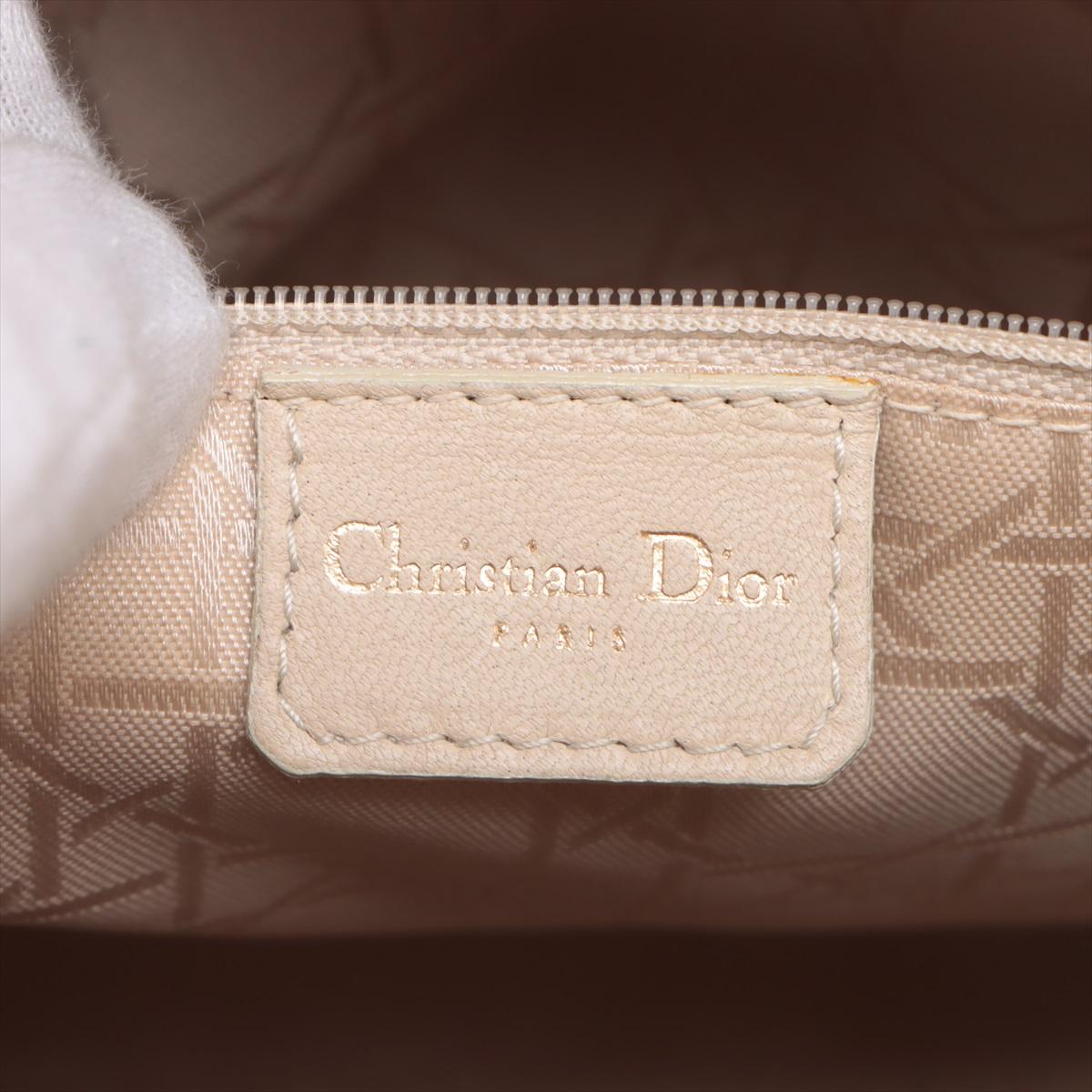 Christian Dior Lady Dior Cannage Large Leather Handbag Beige For Sale 6