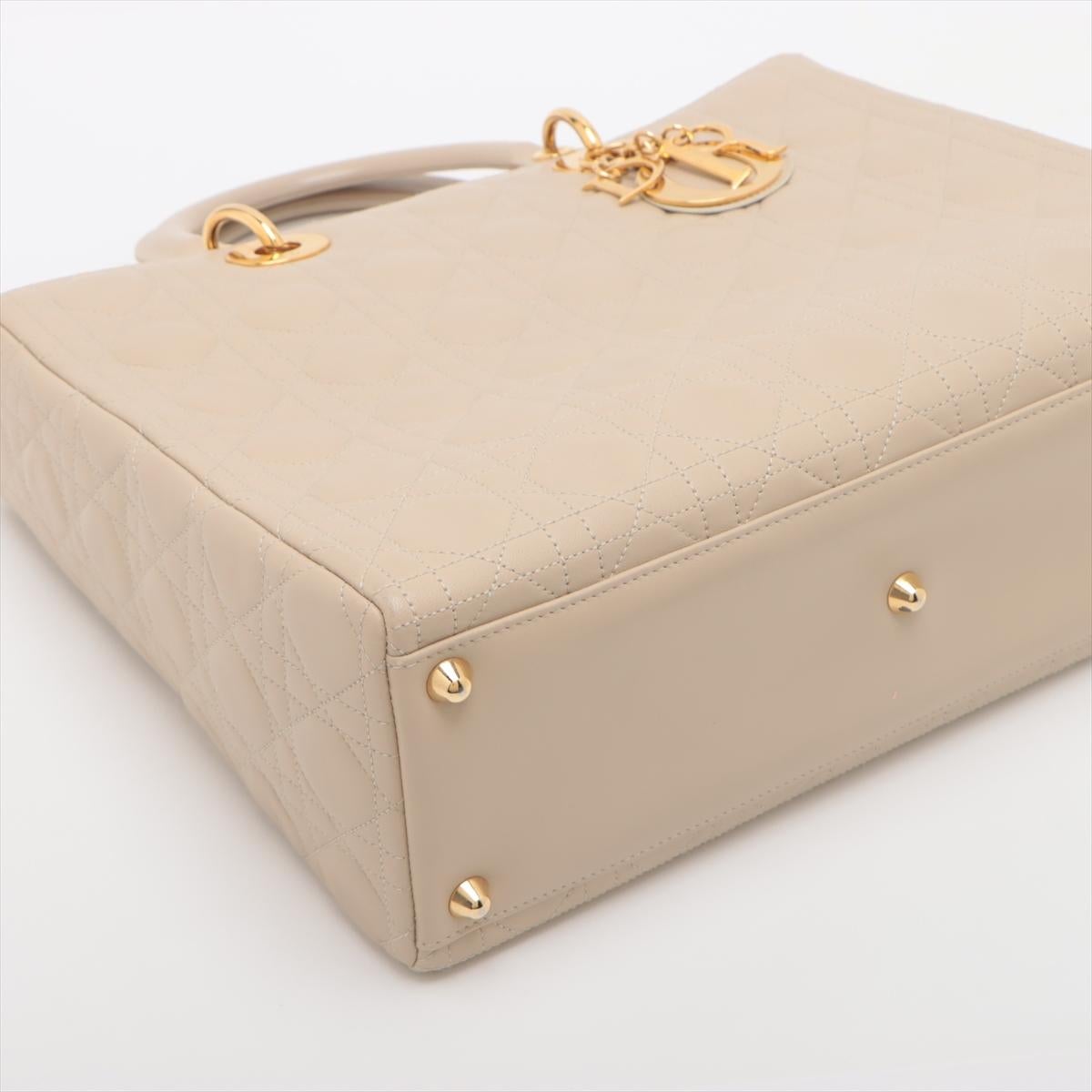 Christian Dior Lady Dior Cannage Large Leather Handbag Beige For Sale 1