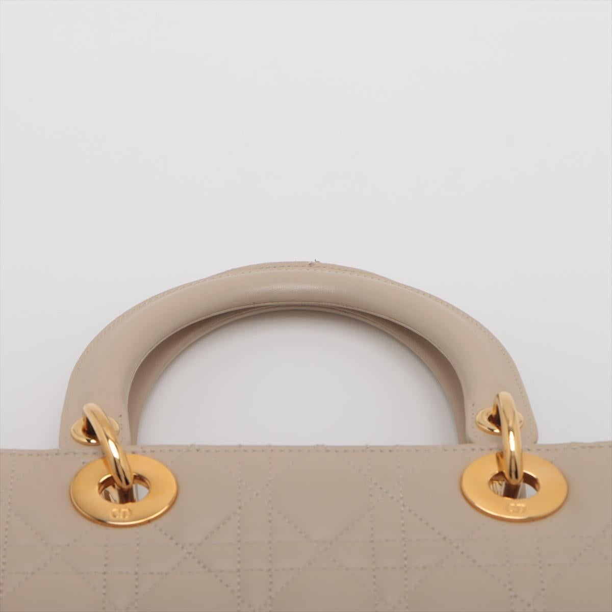 Christian Dior Lady Dior Cannage Large Leather Handbag Beige For Sale 3