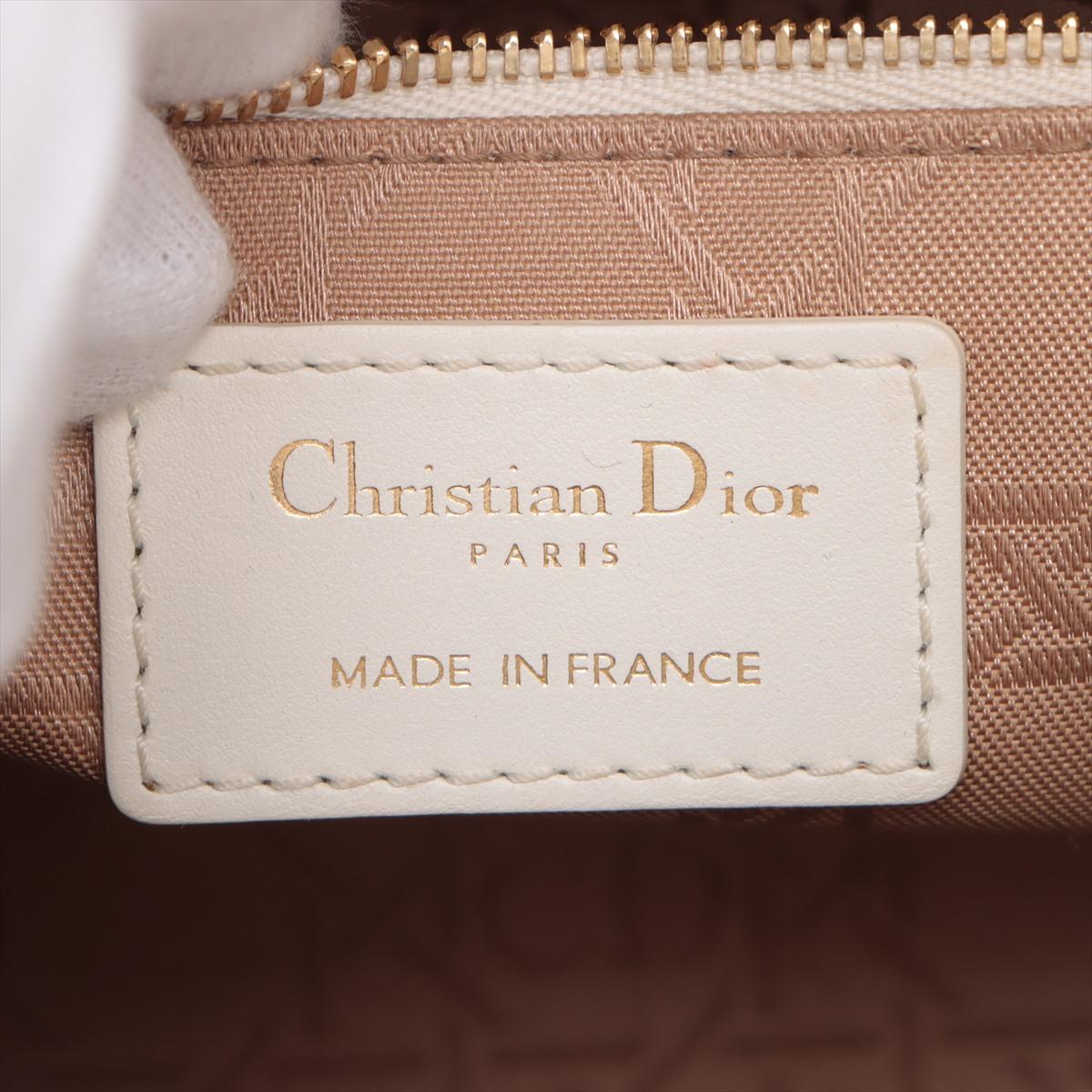 Christian Dior Lady Dior Cannage Leather Handbag White 6
