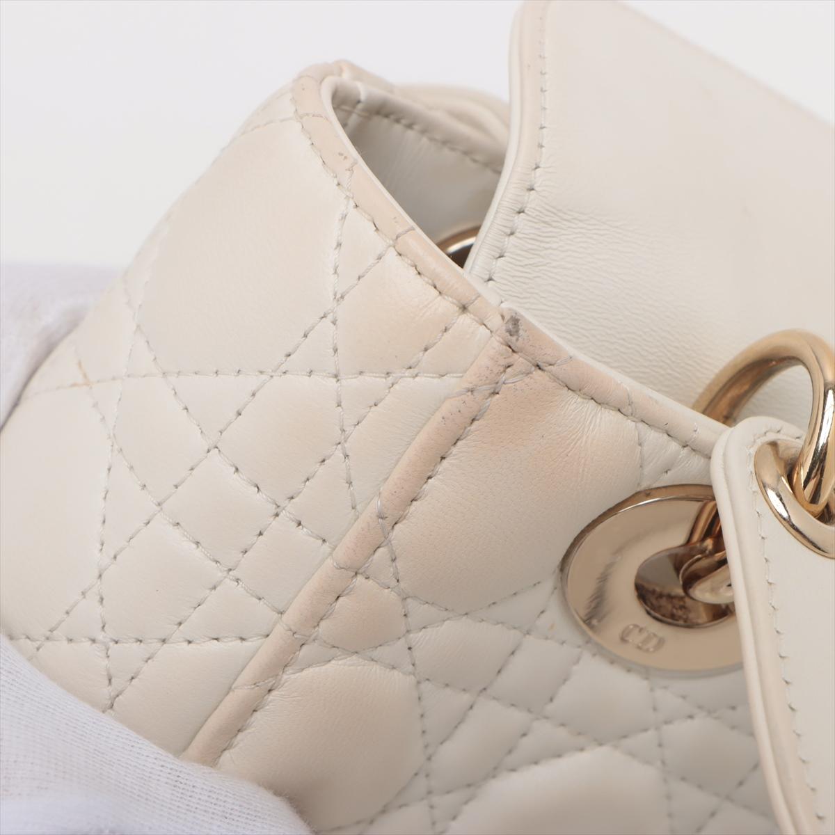 Christian Dior Lady Dior Cannage Leather Handbag White 8