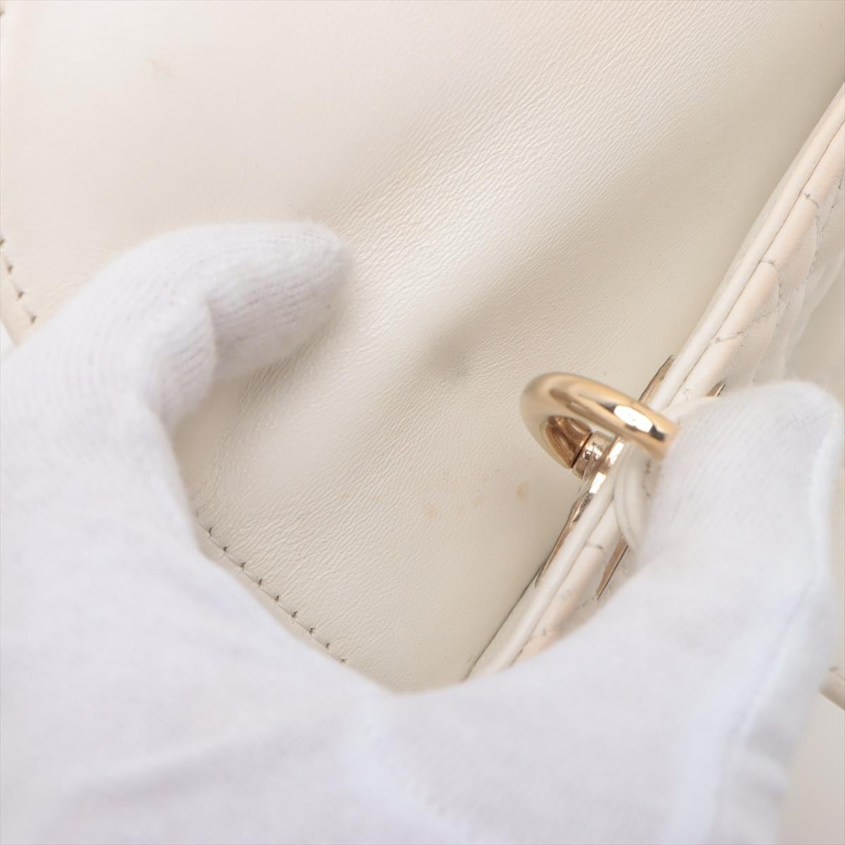 Christian Dior Lady Dior Cannage Leather Handbag White 10