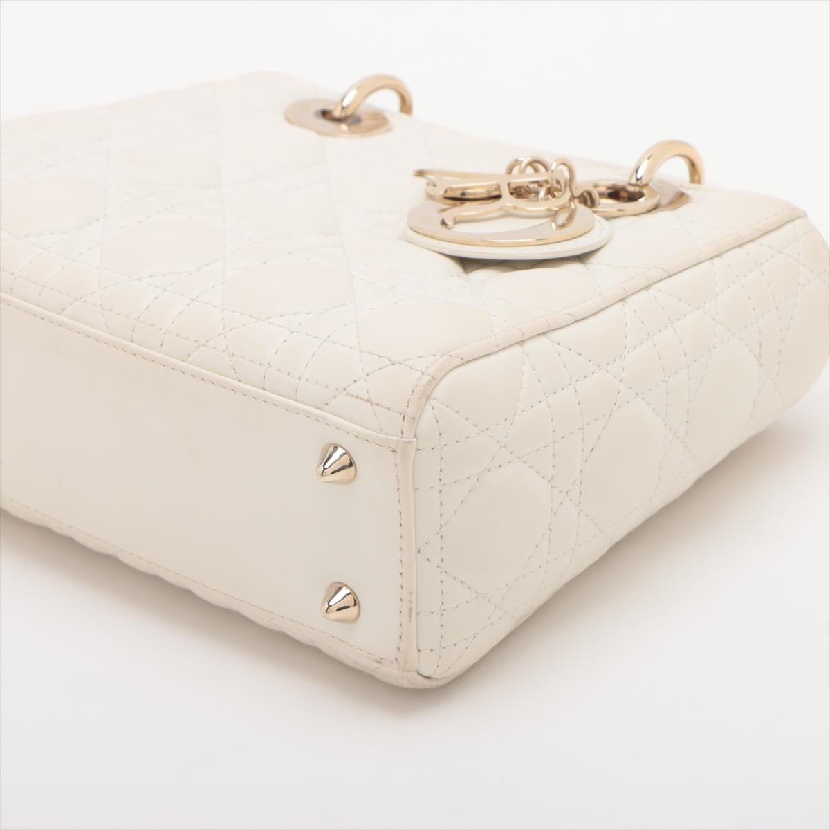 Women's Christian Dior Lady Dior Cannage Leather Handbag White