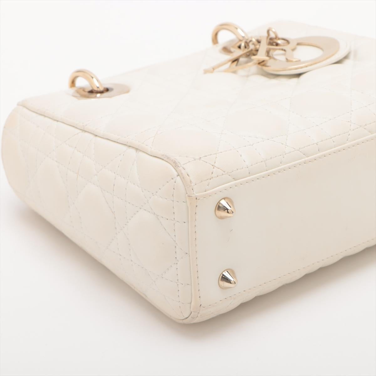Christian Dior Lady Dior Cannage Leather Handbag White 1