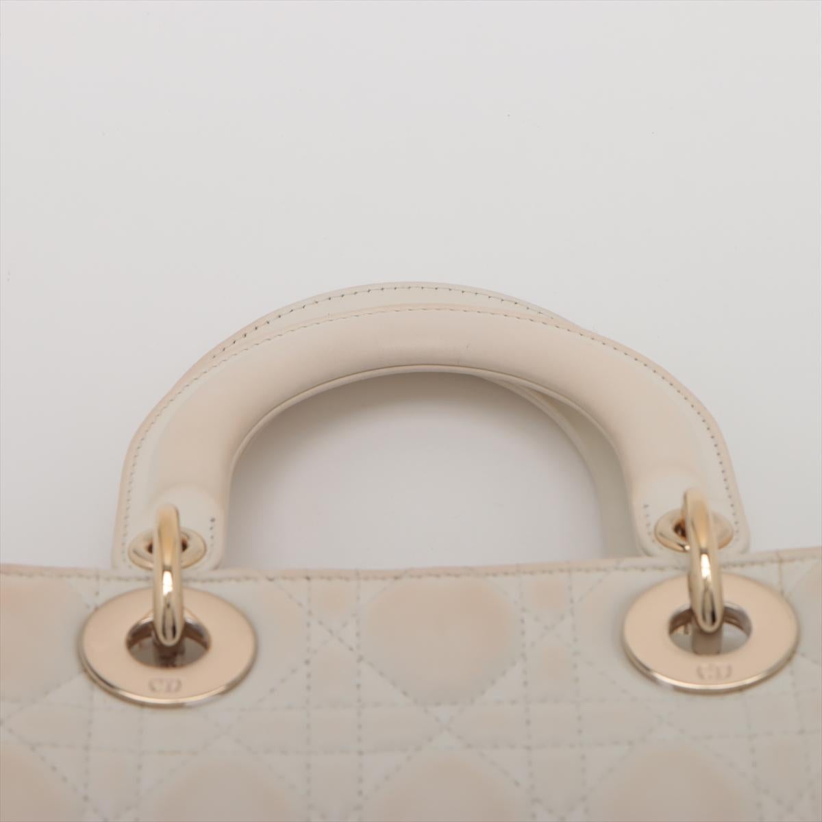 Christian Dior Lady Dior Cannage Leather Handbag White 3