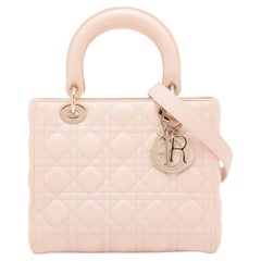 Christian Dior Lady Dior Sac à main rose bigarré en cuir cannage rose