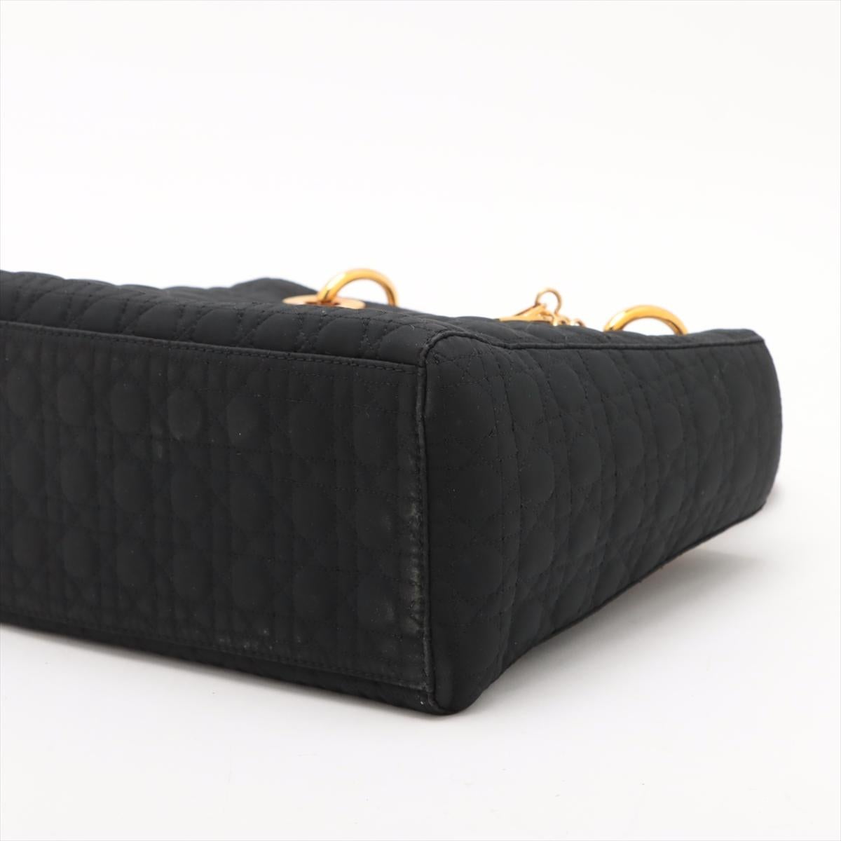 De las mujeres Christian Dior Bolso Lady Dior Cannage Nylon Negro