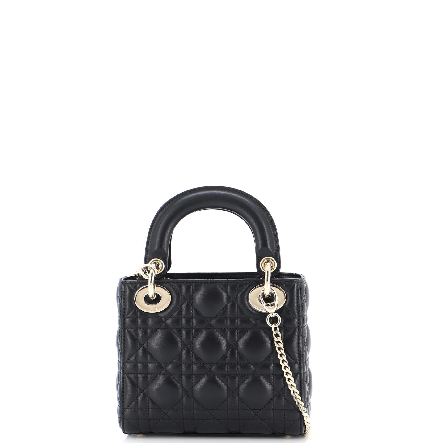 Christian Dior Lady Dior Chain Bag Cannage Quilt Lambskin Mini In Good Condition In NY, NY