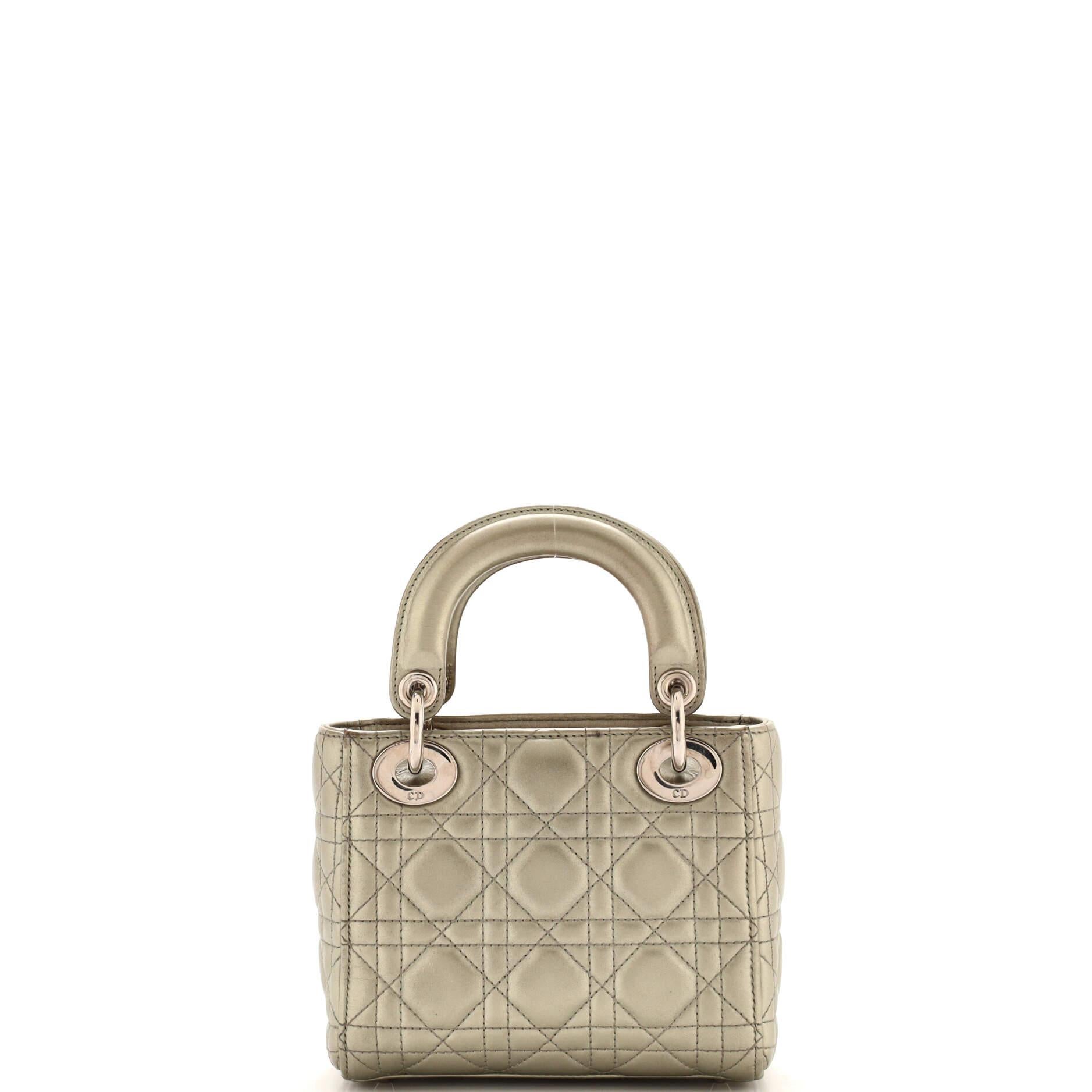 Christian Dior Lady Dior Chain Bag Cannage Quilt Lambskin Mini In Good Condition In NY, NY