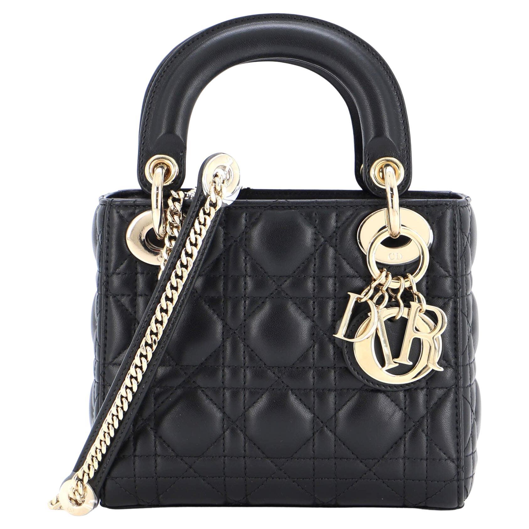 Christian Dior Lady Dior Chain Bag Cannage Quilt Lambskin Mini