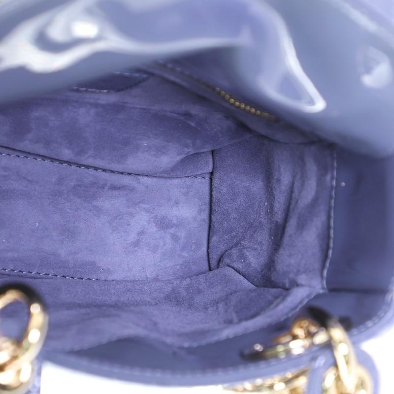 Gray Christian Dior Lady Dior Chain Bag Cannage Quilt Patent Mini